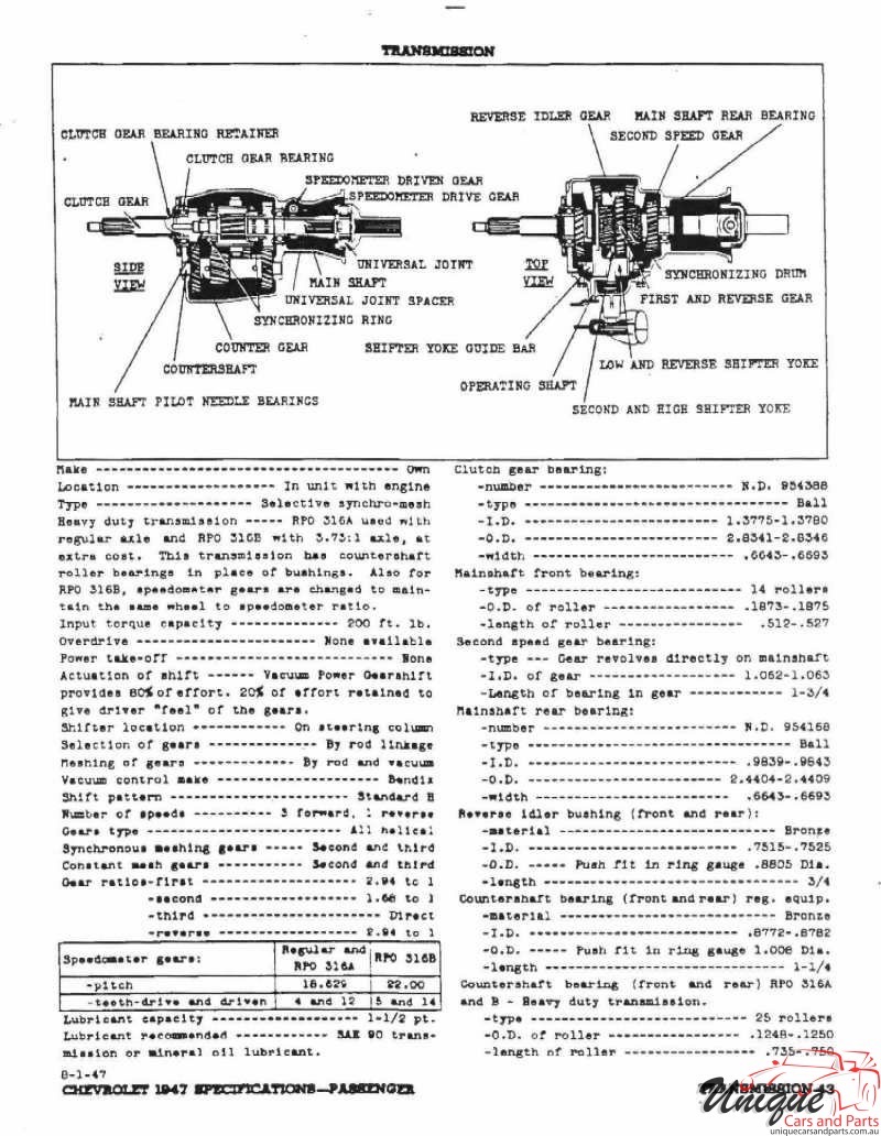 1947 Chevrolet Specifications Page 17